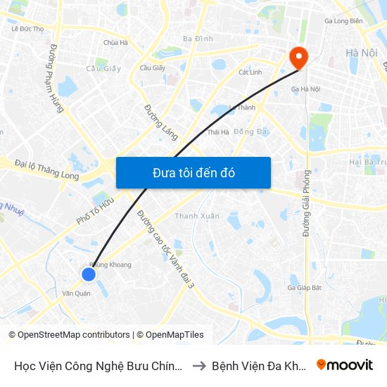 Học Viện Công Nghệ Bưu Chính Viễn Thông - Trần Phú (Hà Đông) to Bệnh Viện Đa Khoa Quốc Tế Hồng Hà map