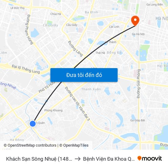 Khách Sạn Sông Nhuệ (148 Trần Phú- Hà Đông) to Bệnh Viện Đa Khoa Quốc Tế Hồng Hà map