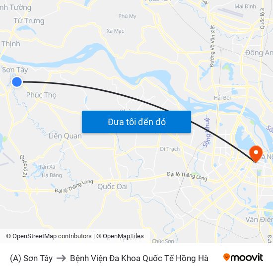 (A) Sơn Tây to Bệnh Viện Đa Khoa Quốc Tế Hồng Hà map