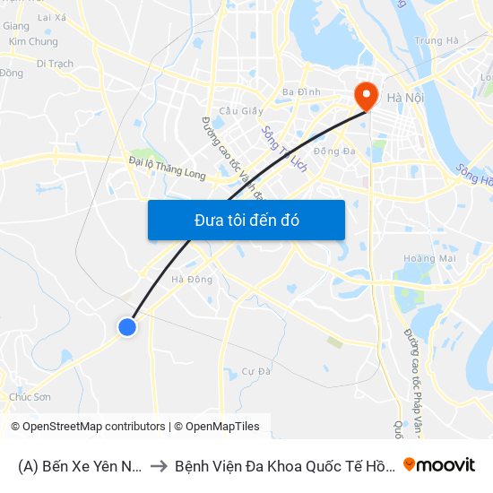 (A) Bến Xe Yên Nghĩa to Bệnh Viện Đa Khoa Quốc Tế Hồng Hà map