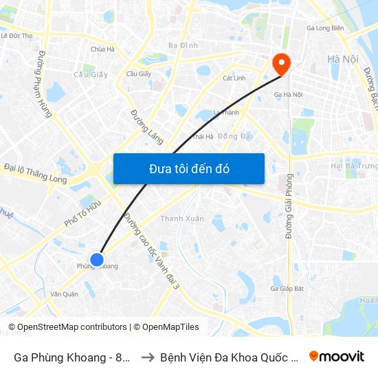 Ga Phùng Khoang - 81 Trần Phú to Bệnh Viện Đa Khoa Quốc Tế Hồng Hà map