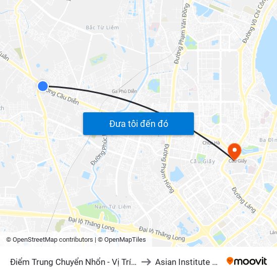 Điểm Trung Chuyển Nhổn - Vị Trí Đỗ Tuyến 20, 29, 32 (Chiều Sơn Tây - Hà Nội)- Đường 32 to Asian Institute Of Technology Vietnam (Ait-Vn) map