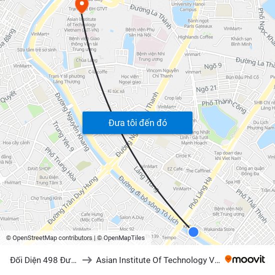 Đối Diện 498 Đường Láng to Asian Institute Of Technology Vietnam (Ait-Vn) map