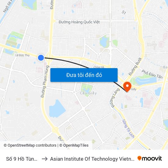 Số 9 Hồ Tùng Mậu to Asian Institute Of Technology Vietnam (Ait-Vn) map