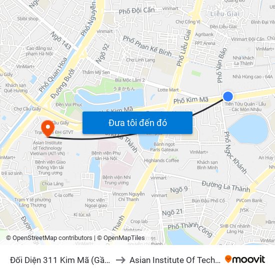 Đối Diện 311 Kim Mã (Gần Ngã 4 Kim Mã - Vạn Bảo) to Asian Institute Of Technology Vietnam (Ait-Vn) map