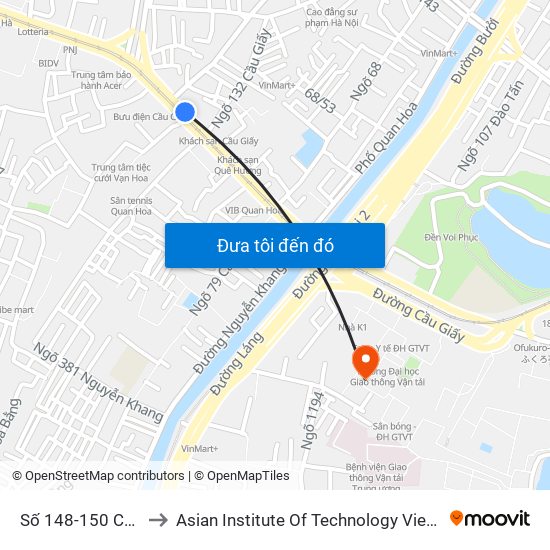 Số 148-150 Cầu Giấy to Asian Institute Of Technology Vietnam (Ait-Vn) map