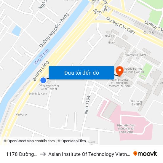 1178 Đường Láng to Asian Institute Of Technology Vietnam (Ait-Vn) map