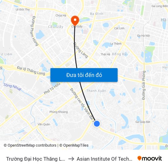 Trường Đại Học Thăng Long - Nghiêm Xuân Yêm to Asian Institute Of Technology Vietnam (Ait-Vn) map