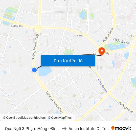 Qua Ngã 3 Phạm Hùng - Đình Thôn (Hướng Đi Phạm Văn Đồng) to Asian Institute Of Technology Vietnam (Ait-Vn) map