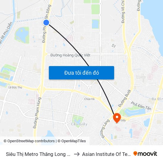 Siêu Thị Metro Thăng Long - Đối Diện Ngõ 599 Phạm Văn Đồng to Asian Institute Of Technology Vietnam (Ait-Vn) map