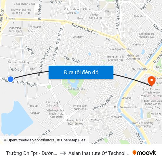 Trường Đh Fpt - Đường Tôn Thất Thuyết to Asian Institute Of Technology Vietnam (Ait-Vn) map