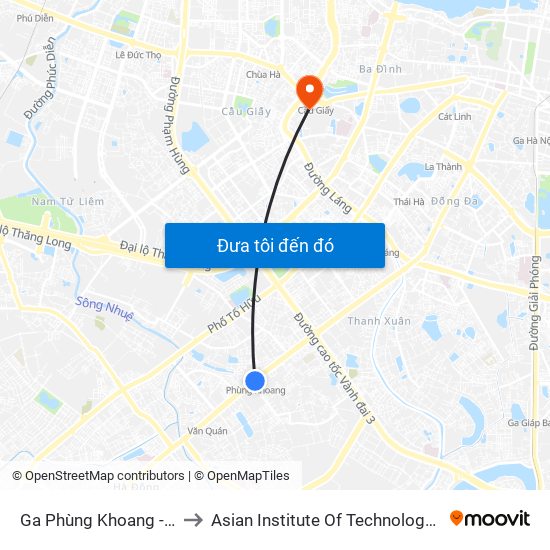 Ga Phùng Khoang - 81 Trần Phú to Asian Institute Of Technology Vietnam (Ait-Vn) map