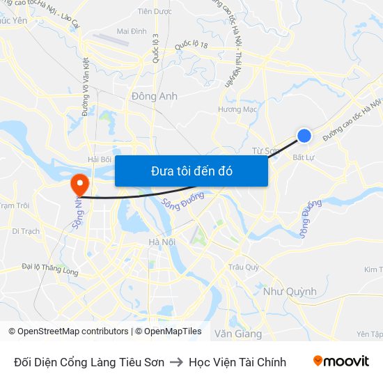 Đối Diện Cổng Làng Tiêu Sơn to Học Viện Tài Chính map