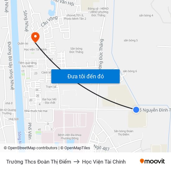 Trường Thcs Đoàn Thị Điểm to Học Viện Tài Chính map