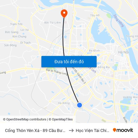 Cổng Thôn Yên Xá - 89 Cầu Bươu to Học Viện Tài Chính map