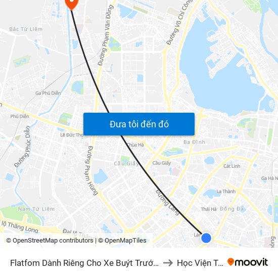 Flatfom Dành Riêng Cho Xe Buýt Trước Nhà 45 Đường Láng to Học Viện Tài Chính map