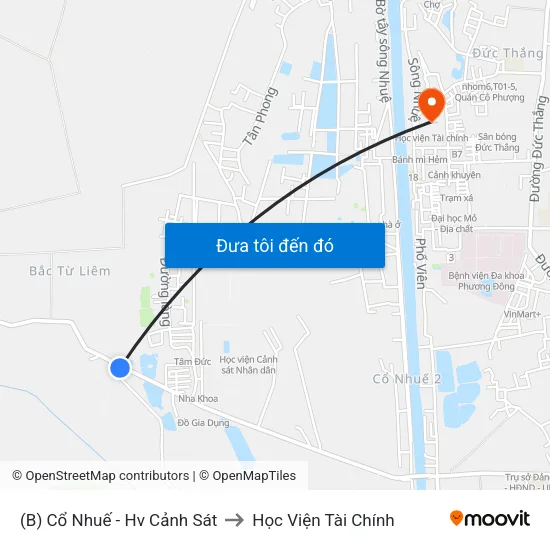 (B) Cổ Nhuế - Hv Cảnh Sát to Học Viện Tài Chính map