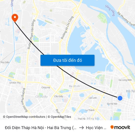 Đối Diện Tháp Hà Nội - Hai Bà Trưng (Cạnh 56 Hai Bà Trưng) to Học Viện Tài Chính map