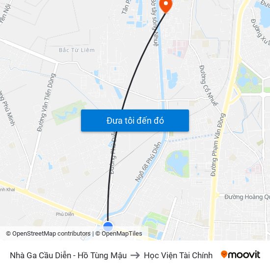 Nhà Ga Cầu Diễn - Hồ Tùng Mậu to Học Viện Tài Chính map