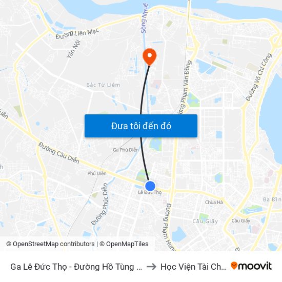 Ga Lê Đức Thọ - Đường Hồ Tùng Mậu to Học Viện Tài Chính map