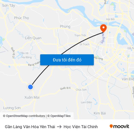 Gần Làng Văn Hóa Yên Thái to Học Viện Tài Chính map