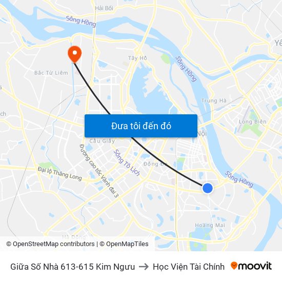 Giữa Số Nhà 613-615 Kim Ngưu to Học Viện Tài Chính map