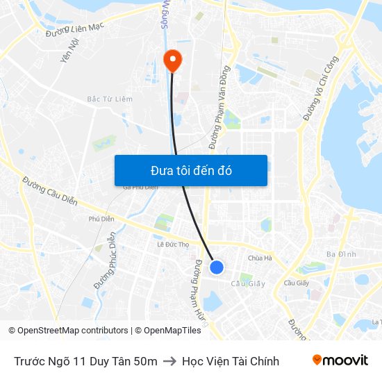 Trước Ngõ 11 Duy Tân 50m to Học Viện Tài Chính map