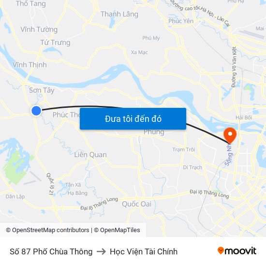 Số 87 Phố Chùa Thông to Học Viện Tài Chính map