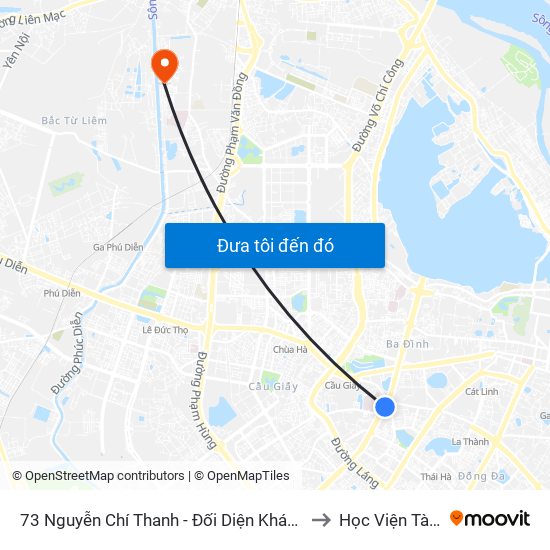 73 Nguyễn Chí Thanh - Đối Diện Khách Sạn Bảo Sơn to Học Viện Tài Chính map