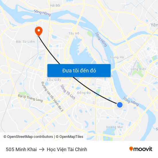 505 Minh Khai to Học Viện Tài Chính map