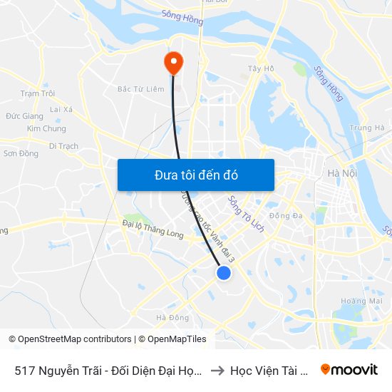 517 Nguyễn Trãi - Đối Diện Đại Học Hà Nội to Học Viện Tài Chính map