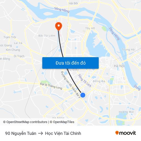 90 Nguyễn Tuân to Học Viện Tài Chính map