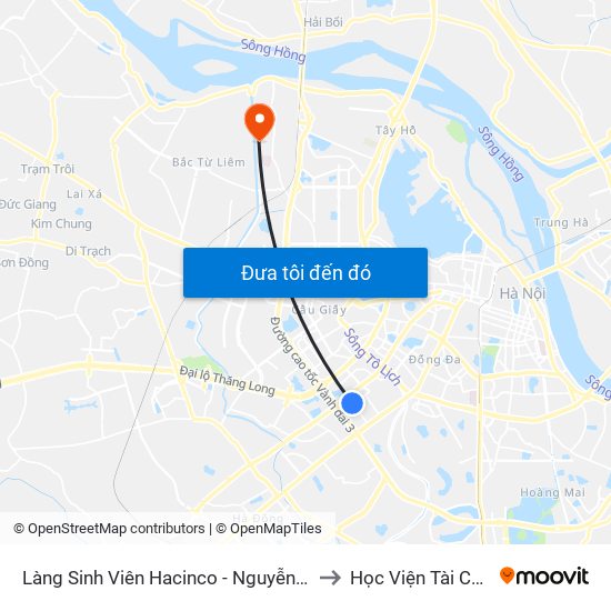 Làng Sinh Viên Hacinco - Nguyễn Tuân to Học Viện Tài Chính map