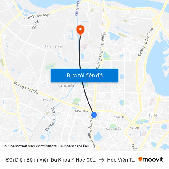 Nhà Máy Nước Mai Dịch - Phạm Hùng to Học Viện Tài Chính map