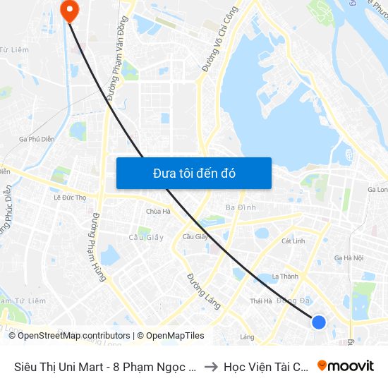 Siêu Thị Uni Mart - 8 Phạm Ngọc Thạch to Học Viện Tài Chính map