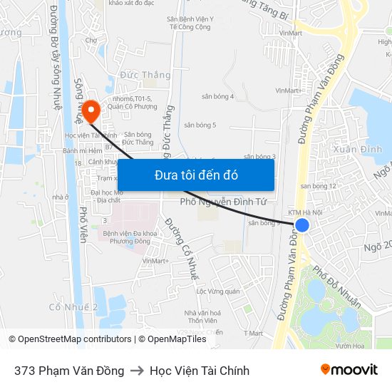 373 Phạm Văn Đồng to Học Viện Tài Chính map