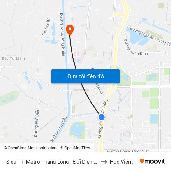 Siêu Thị Metro Thăng Long - Đối Diện Ngõ 599 Phạm Văn Đồng to Học Viện Tài Chính map