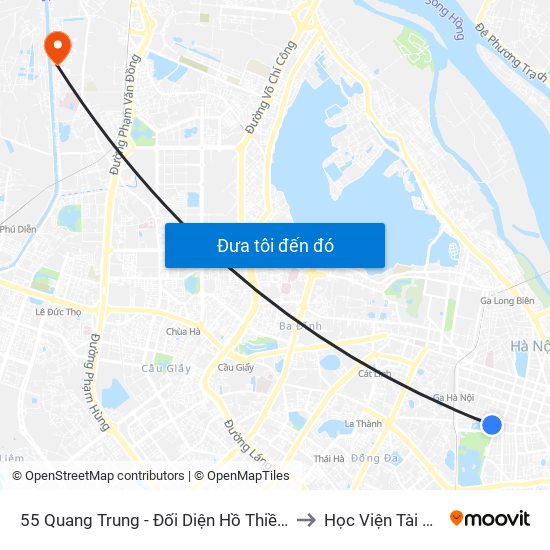 55 Quang Trung - Đối Diện Hồ Thiền Quang to Học Viện Tài Chính map