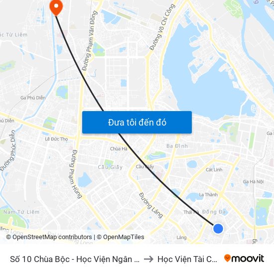 Công Ty In Thương Mại & Dịch Vụ Ngân Hàng - Số 10 Chùa Bộc to Học Viện Tài Chính map