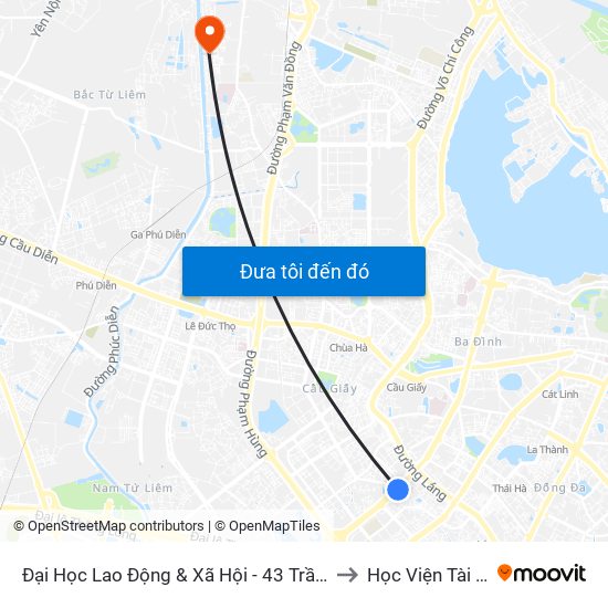 Đại Học Lao Động & Xã Hội - 43 Trần Duy Hưng to Học Viện Tài Chính map