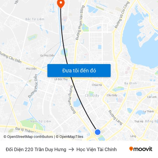 Đối Diện 220 Trần Duy Hưng to Học Viện Tài Chính map