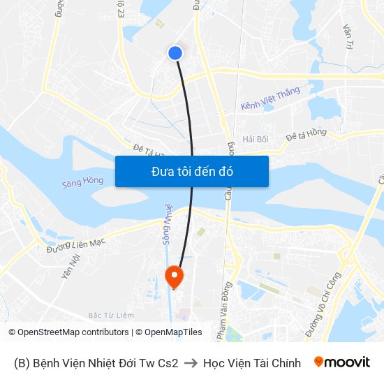 (B) Bệnh Viện Nhiệt Đới Tw Cs2 to Học Viện Tài Chính map