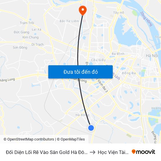 Đối Diện Lối Rẽ Vào Sân Gold Hà Đông - Văn Phú to Học Viện Tài Chính map