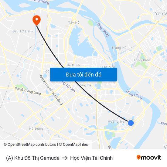 (A) Khu Đô Thị Gamuda to Học Viện Tài Chính map