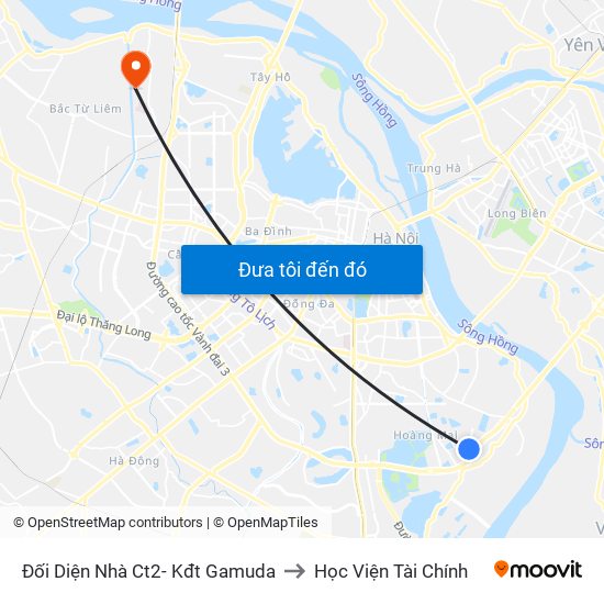 Đối Diện Nhà Ct2- Kđt Gamuda to Học Viện Tài Chính map