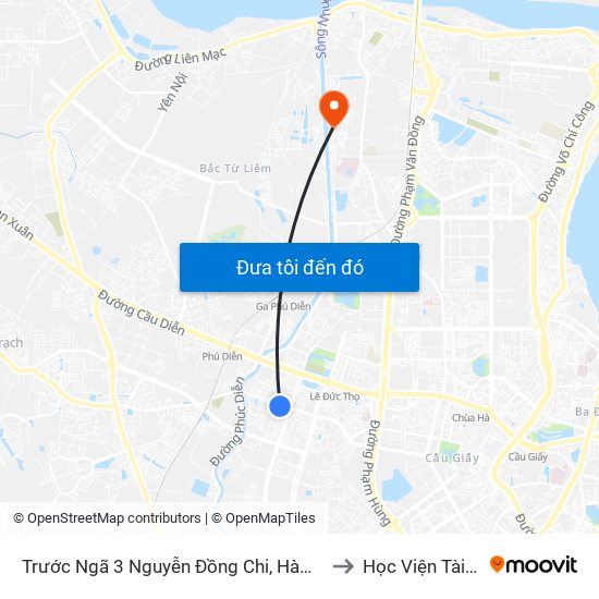 Trước Ngã 3 Nguyễn Đồng Chi, Hàm Nghi 100m to Học Viện Tài Chính map