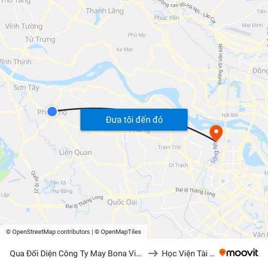 Qua Đối Diện Công Ty May Bona Việt Nam 15m to Học Viện Tài Chính map