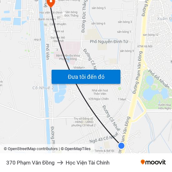 370 Phạm Văn Đồng to Học Viện Tài Chính map