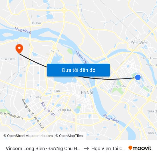 Vincom Long Biên - Đường Chu Huy Mân to Học Viện Tài Chính map