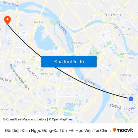 Đối Diện Đình Ngọc Động-Đa Tốn to Học Viện Tài Chính map